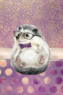 Auguste Cute Hedgehog Notebook: Purple and Gold (6x9 Dot Grid Perfect Bound)