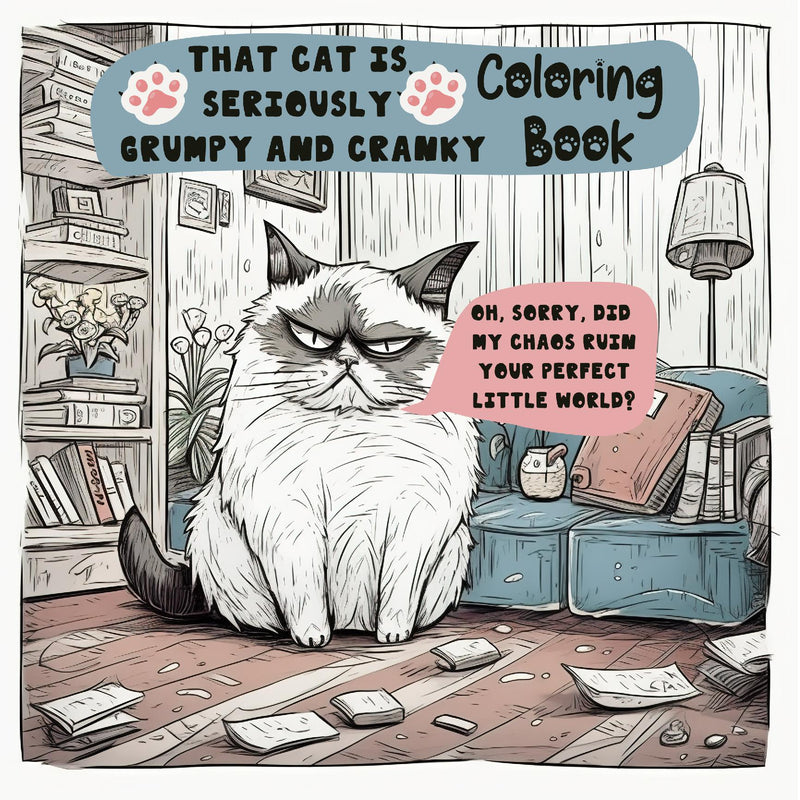 That cat is seriously grumpy and cranky coloring book