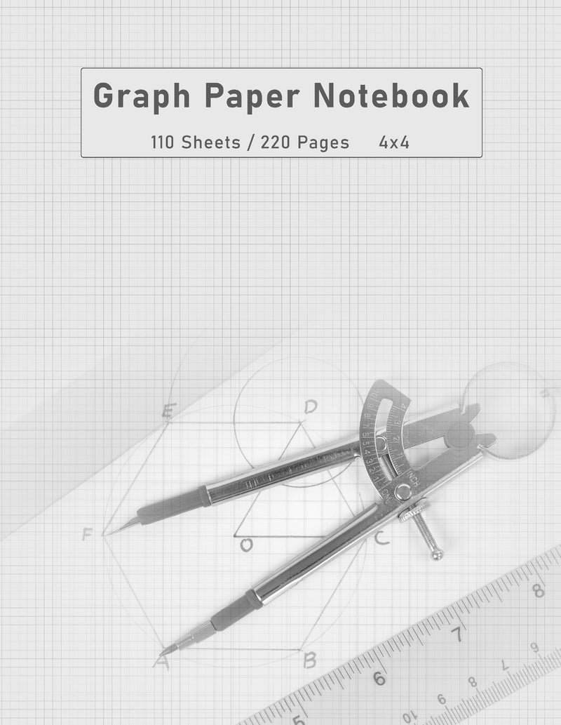 Graph Paper Notebook for Engineering, Drafting, Math, 4x4, 220 pages