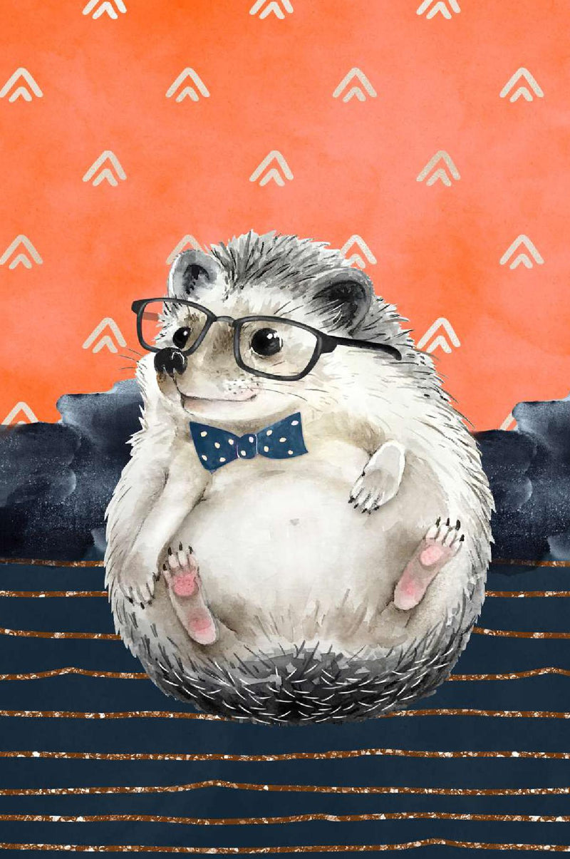 Auguste the Hedgehog: Navy and Coral Notebook (6x9 Lined Spiral Bound)