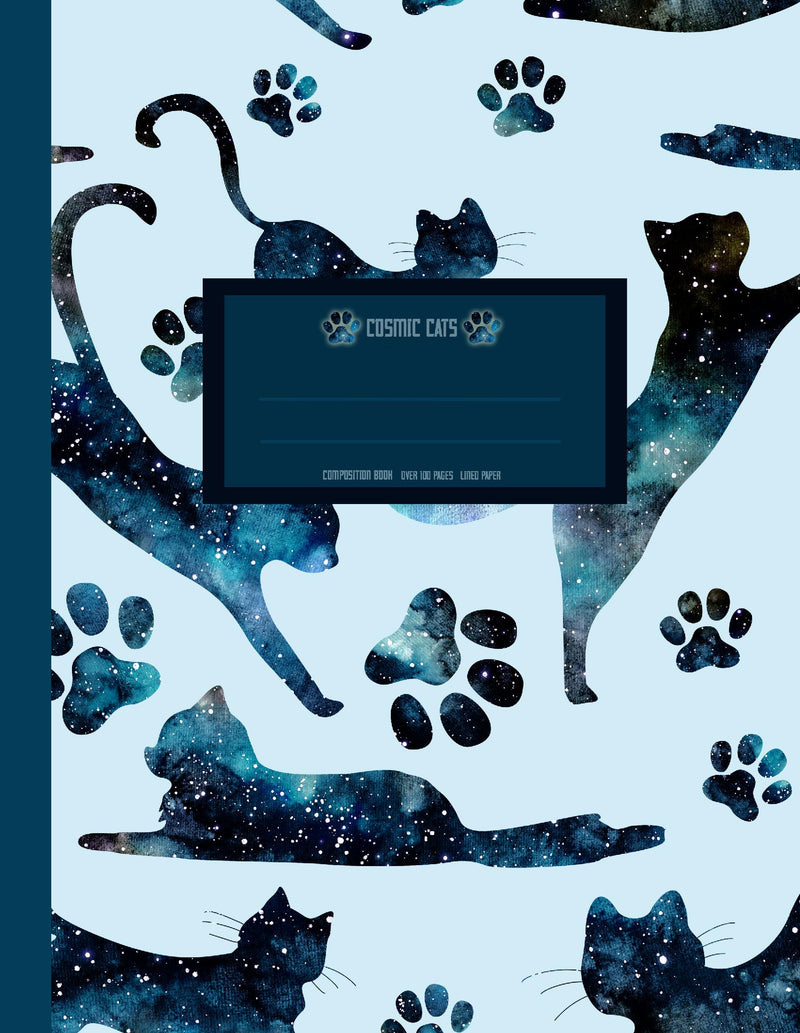 Cosmic Cats: Primary Handwriting Practice Paper Notebook (8.5x11 Perfect Bound)
