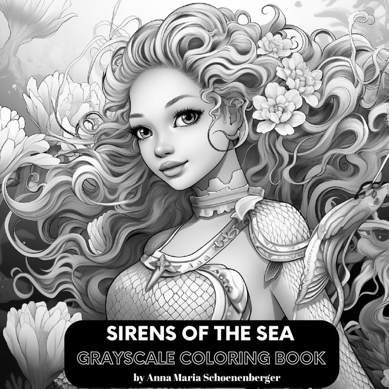 Sirens of the Sea Grayscale Coloring Book