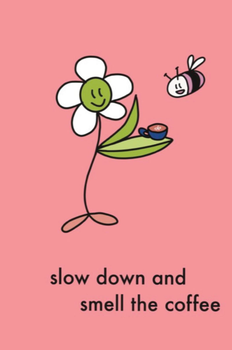 Happy Daisy Smell the Coffee Pink Lined Notebook