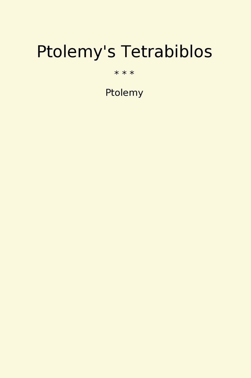 Ptolemy's Tetrabiblos