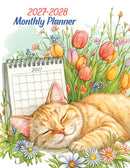 2027-2028 Large Print Monthly Planner – USA Edition – Ginger Kitty
