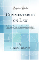 Commentaries on Law: Embracing Chapters on the Nature, the Source, and the History of Law; On International Law; Public and Private; And of Constitutional and Statutory Law (Classic Reprint)