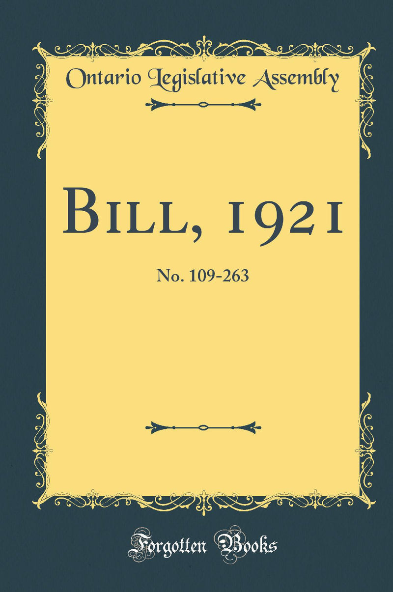 Bill, 1921: No. 109-263 (Classic Reprint)