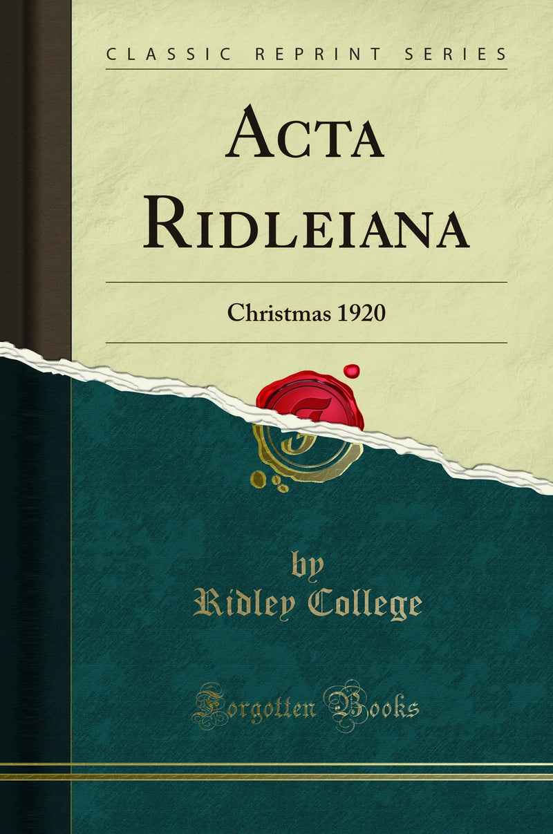 Acta Ridleiana: Christmas 1920 (Classic Reprint)
