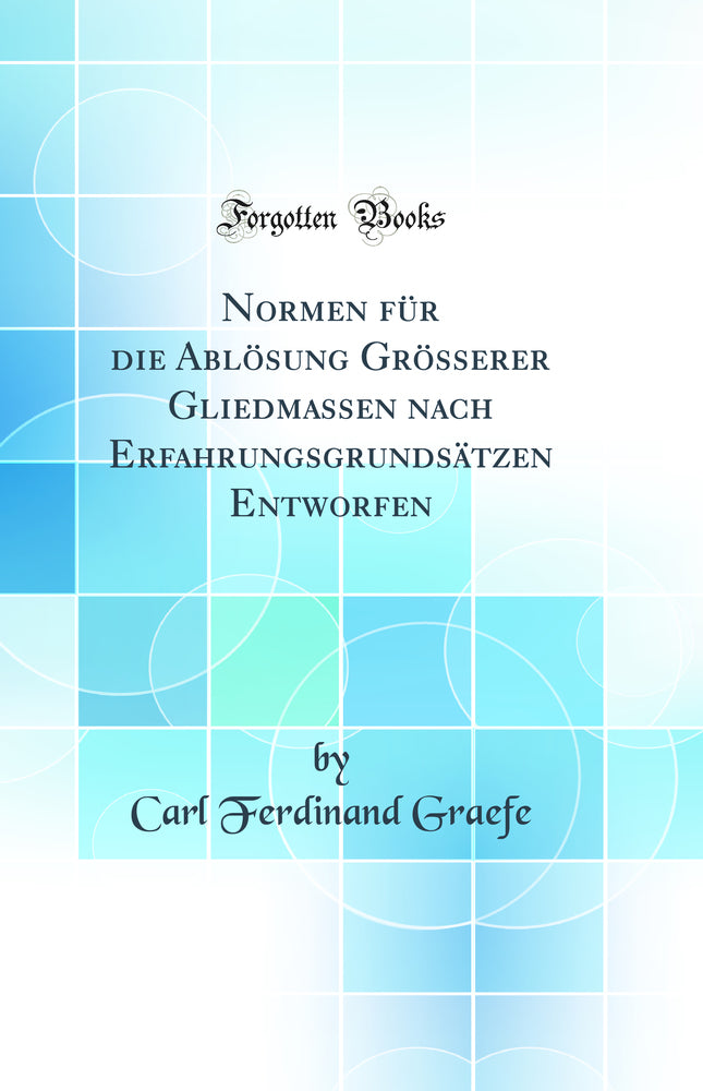 Normen für die Ablösung Grösserer Gliedmassen nach Erfahrungsgrundsätzen Entworfen (Classic Reprint)