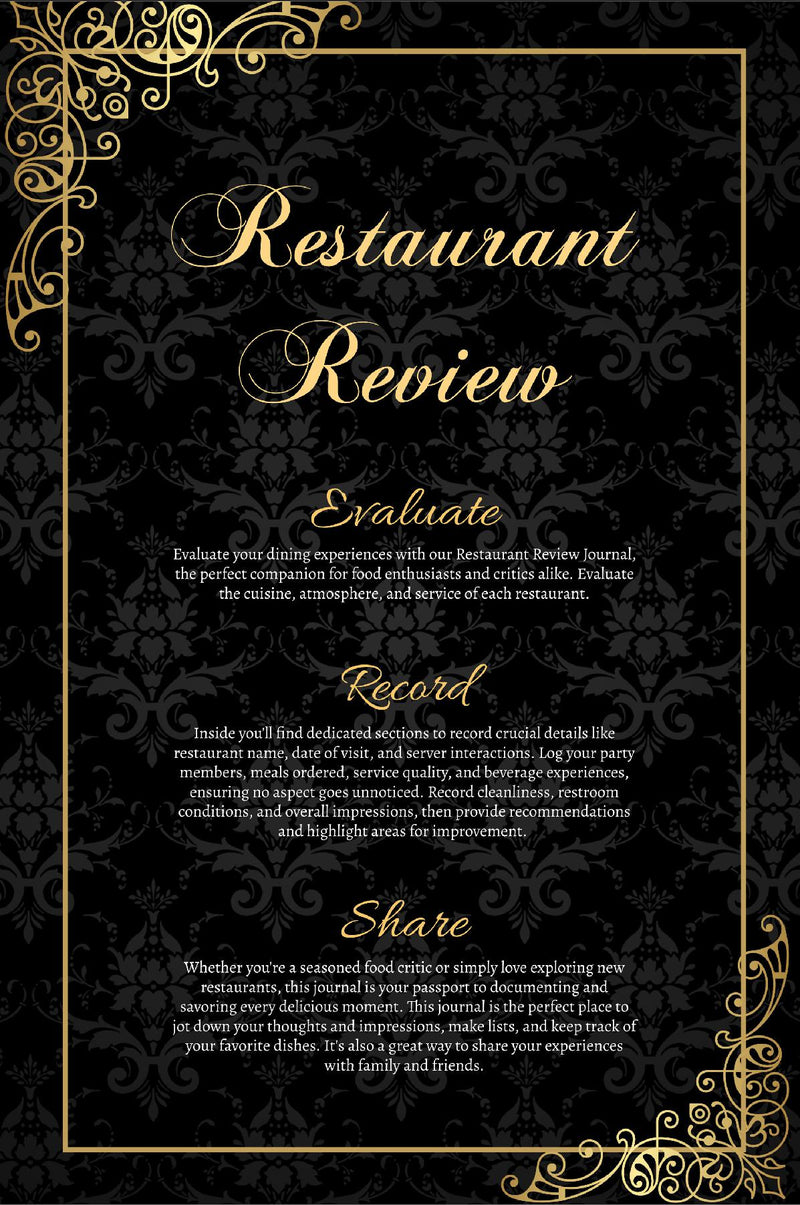 Restaurant Journal: Capture Your Culinary Adventures and Impressions, Comprehensive Review Logbook for Foodies
