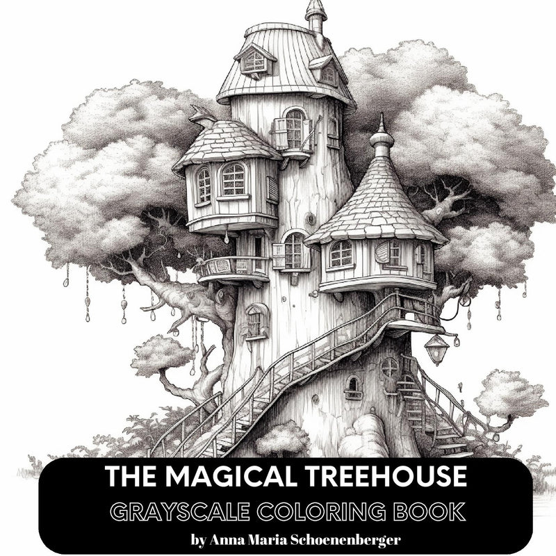 The Magical Treehouse Grayscale Coloring Book