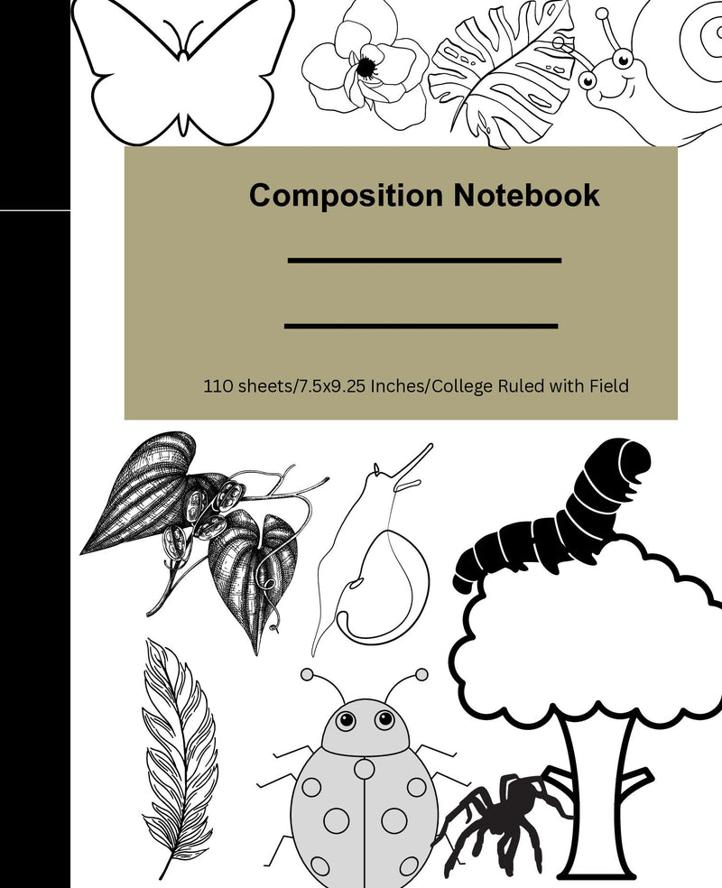 COLLEGE RULED COMPOSITION NOTEBOOK NATURE THEMED LEAVES 110 PAGES