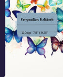 COLLEGE RULED COMPOSITION NOTEBOOK BUTTERFLY THEMED 110 PAGES