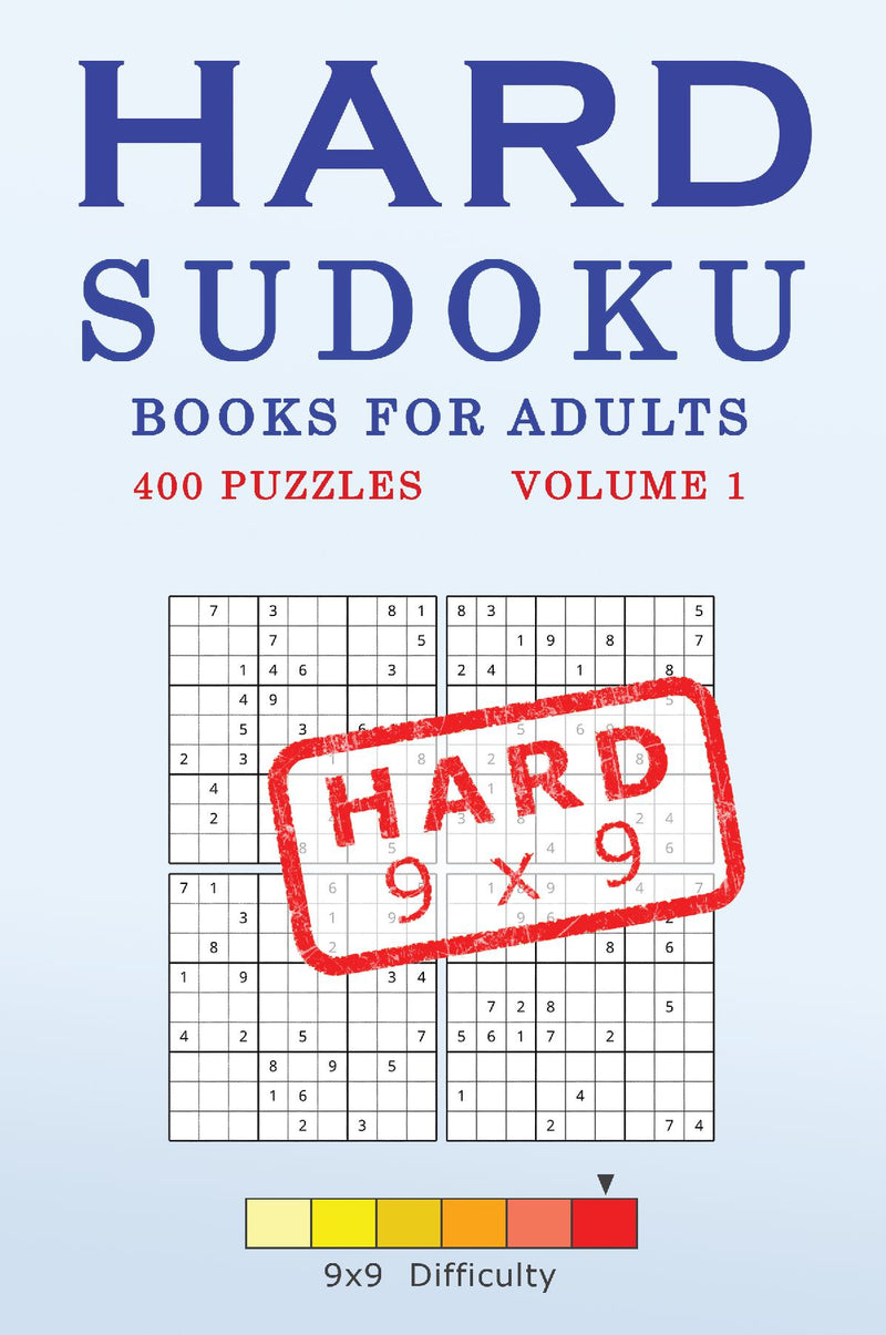 Hard Sudoku Books for Adults, 9x9