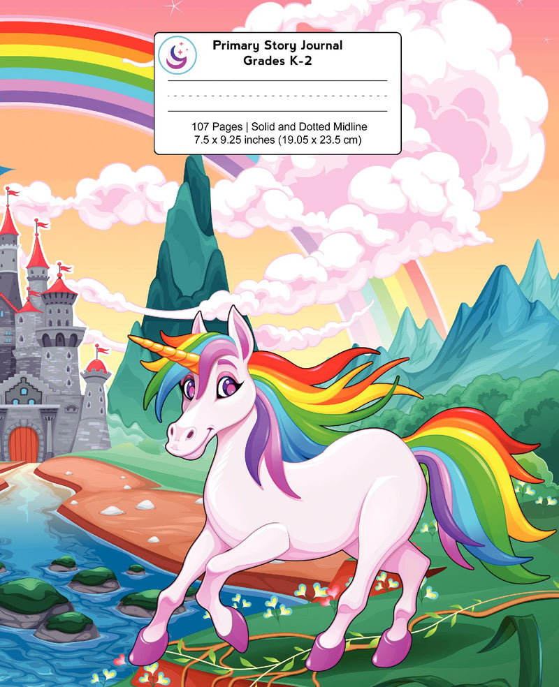 Primary Story Journal: Rainbow Unicorn, Handwriting Practice Paper