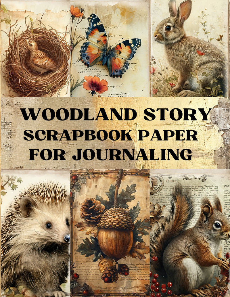 Woodland Story Scrapbook Paper - Decorative Sheets Double Sided Craft Paper For Scrapbooking, Artist Trading Cards, Mixed Media, Junk Journals, Collage Art, Card Making, Origami and More