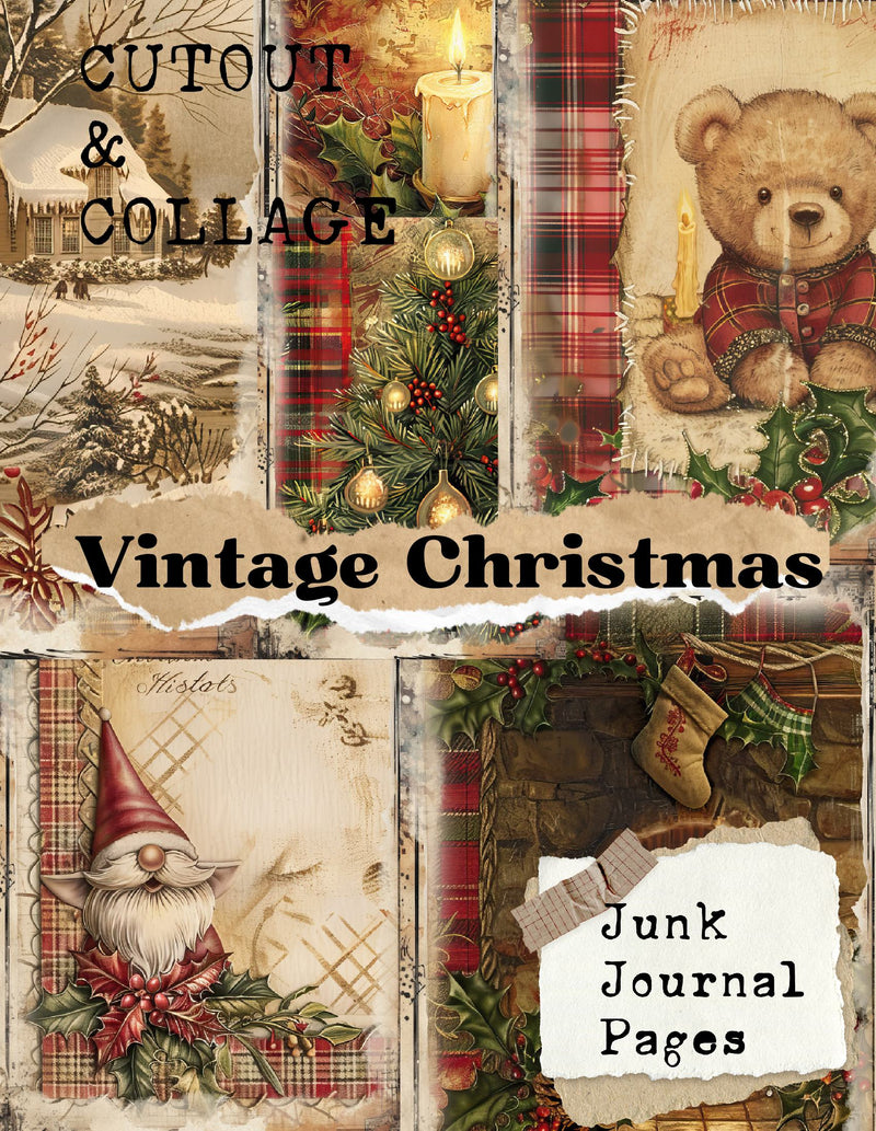 Cutout and Collage Vintage Christmas Scrapbook Paper - Decorative Sheets Double Sided Craft Paper For Scrapbooking, Artist Trading Cards, Mixed Media, Junk Journals, Collage Art, Card Making, Origami and More