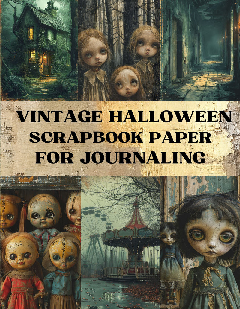 Vintage Halloween Scrapbook Paper - Decorative Sheets Double Sided Craft Paper For Scrapbooking, Artist Trading Cards, Mixed Media, Junk Journals, Collage Art, Card Making, Origami and More