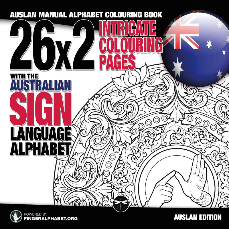 26x2 Intricate Colouring Pages with the Australian Sign Language Alphabet