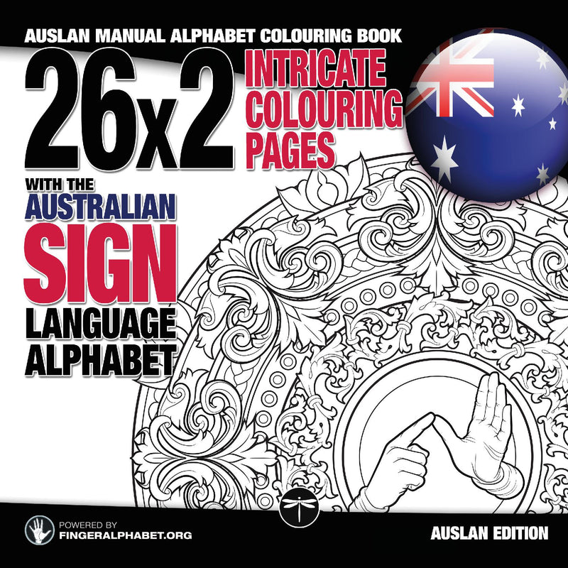 26x2 Intricate Colouring Pages with the Australian Sign Language Alphabet