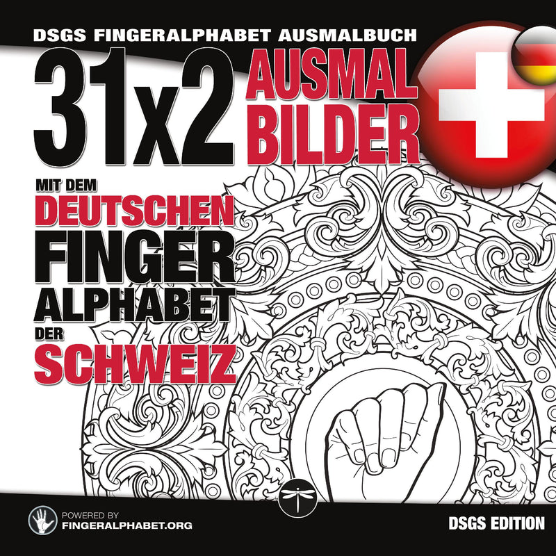 31x2 Ausmalbilder mit dem deutschen Fingeralphabet der Schweiz