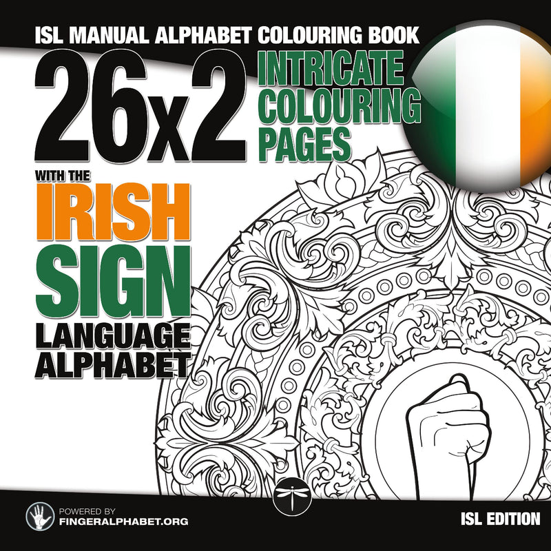 26x2 Intricate Colouring Pages with the Irish Sign Language Alphabet