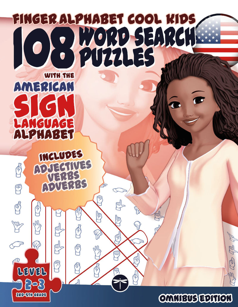 108 Word Search Puzzles with The American Sign Language Alphabet: Omnibus Adjectives, Verbs, Adverbs