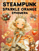 Steampunk Sparkle Orange Ephemera Book