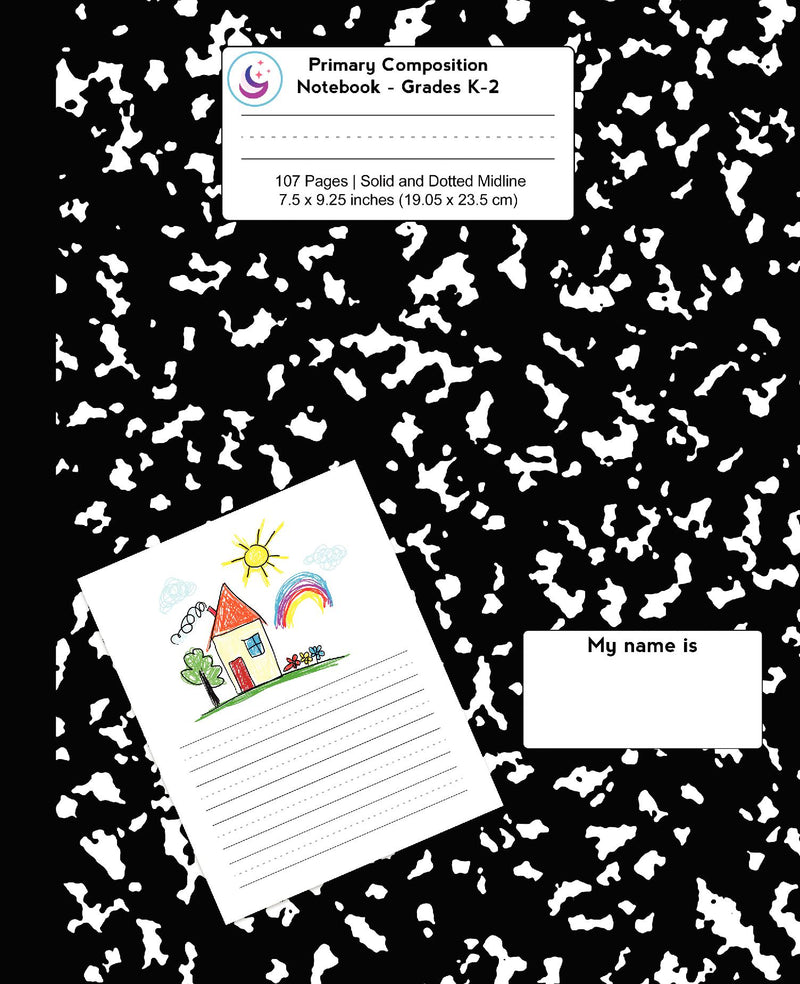 Primary Composition Notebook: Black Marble, Grades K-2 Kindergarten Writing Journal