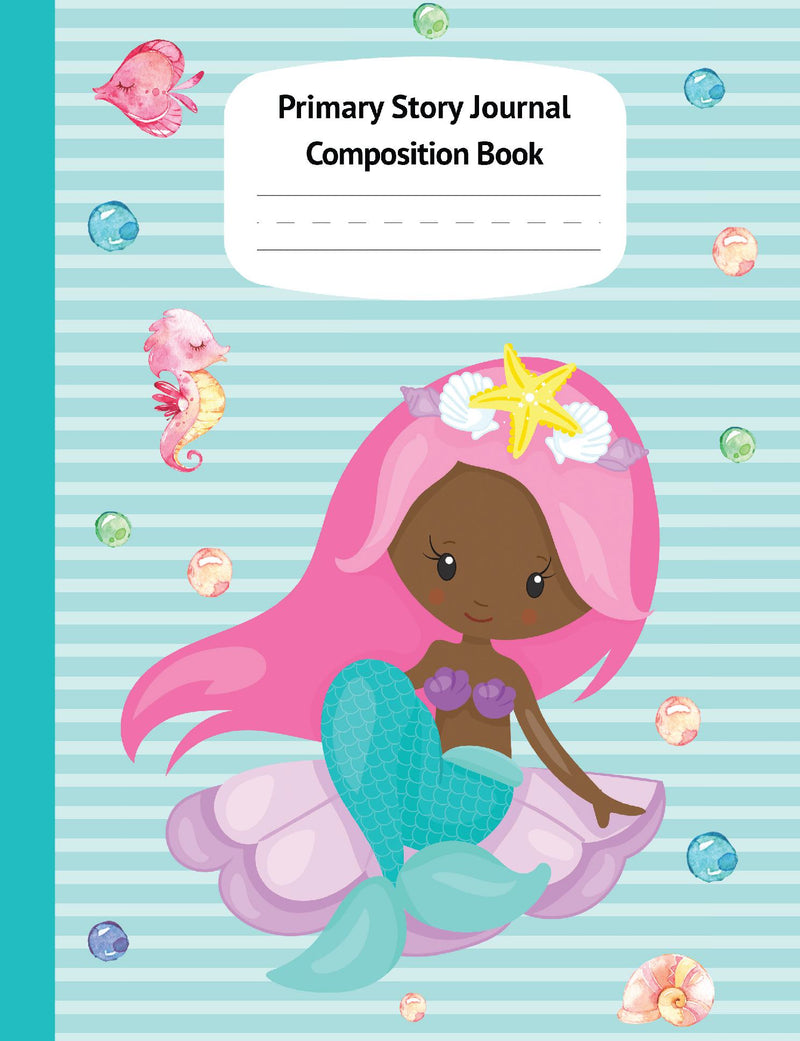 Mermaid Aril Primary Story Journal Composition Book - Grade Level K-2 Draw and Write, Dotted Midline Creative Picture Notebook Early Childhood to Kindergarten