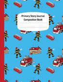 Firetrucks Primary Story Journal Composition Book - Grade Level K-2 Draw and Write, Dotted Midline Creative Picture Notebook Early Childhood to Kindergarten