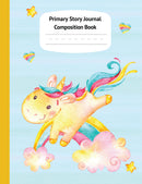 Yellow Unicorn Primary Story Journal Composition Book - Grade Level K-2 Draw and Write, Dotted Midline Creative Picture Notebook Early Childhood to Kindergarten (Fantasy Magical Creatures)