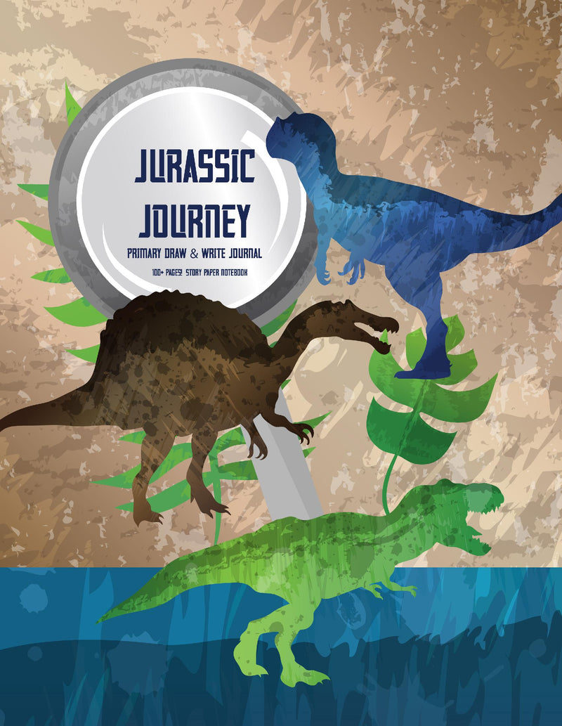 Jurassic Journey: Primary Handwriting Paper Notebook (8.5x11 Perfect Bound)