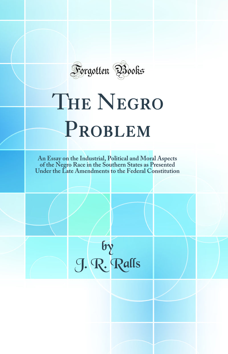 The Negro Problem: An Essay on the Industrial, Political and Moral Aspects of the Negro Race in the Southern States as Presented Under the Late Amendments to the Federal Constitution (Classic Reprint)