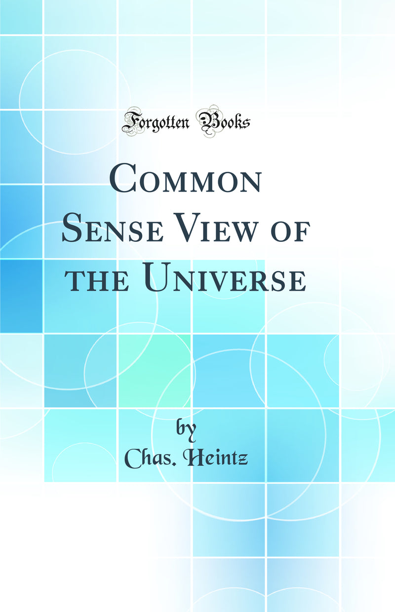 Common Sense View of the Universe (Classic Reprint)