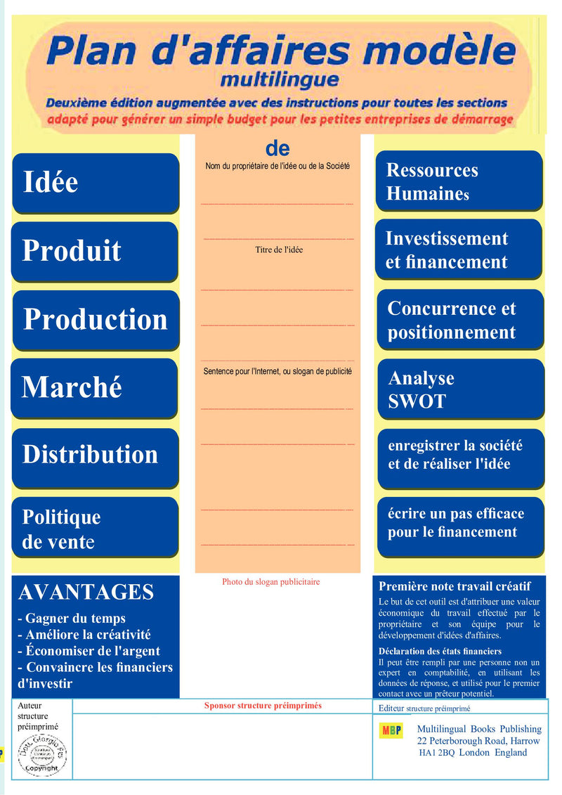 Plan d'affaires modèle multilingue