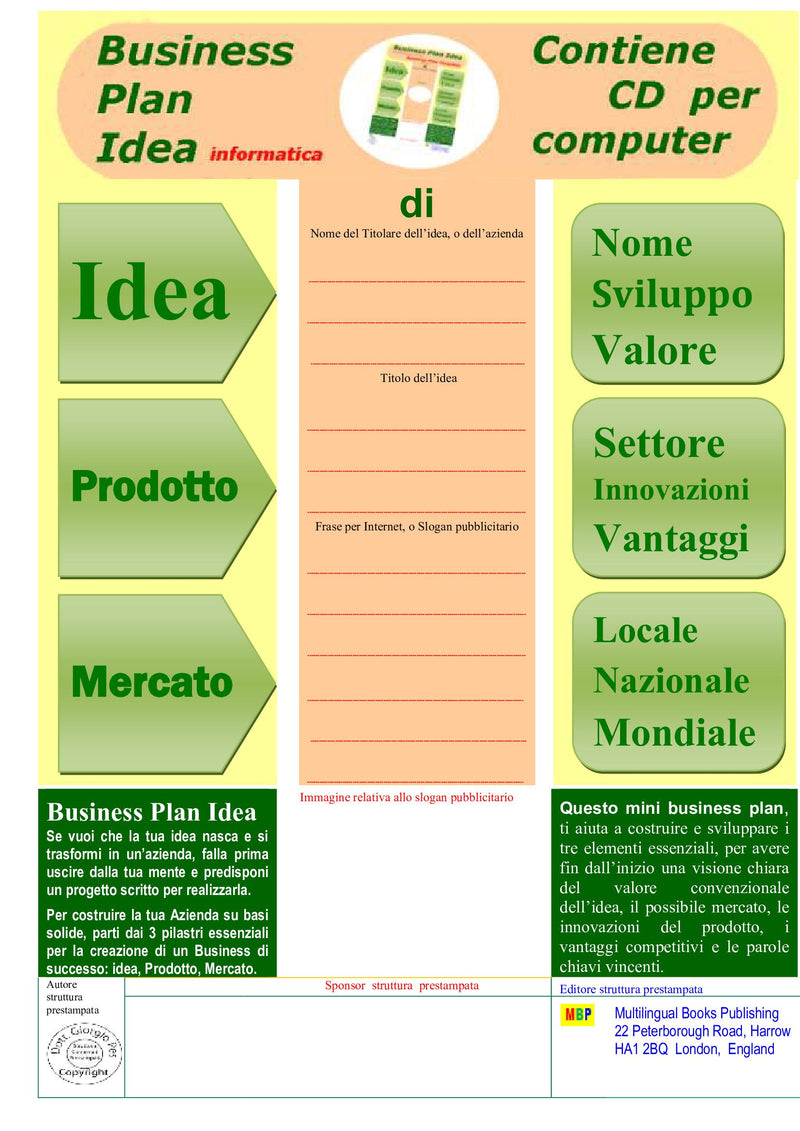 Business Plan Idea informatica, contiene CD per computer